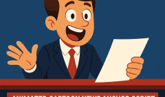 Animated Cartoon News Anchor Script AI image